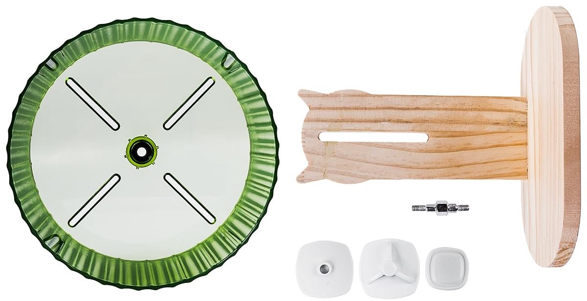 Dailygoods- Hamsterwiel super stil 21 cm - Oefenwiel - Houten basis - Dubbele lagers - Zacht hellingloopwiel - Vermindert verwondingen - Loopwiel