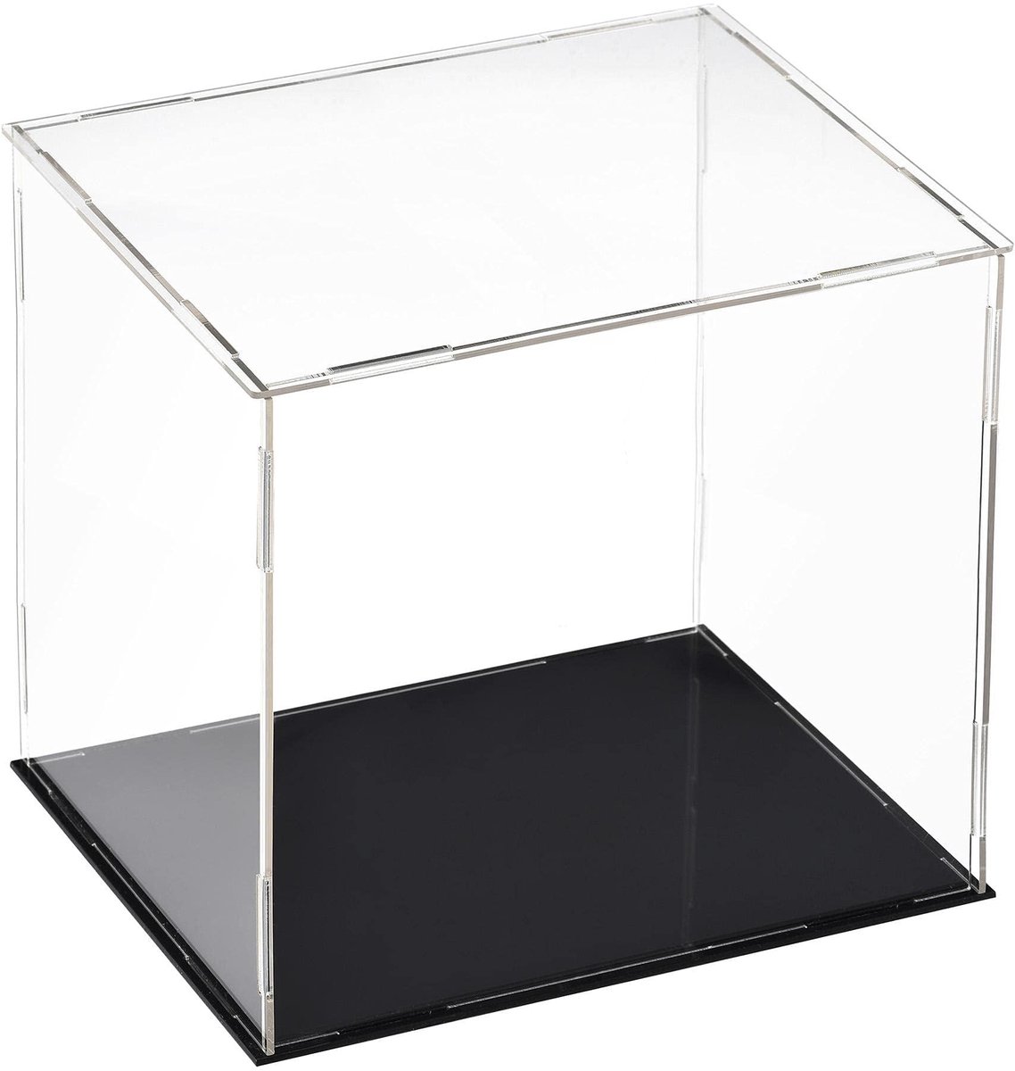 Dailygoods- Vitrinekast Transparant 30 x 25 x 30 cm - Acryl Box - Stofdichte Bescherming - Zwarte Basis - Organizer voor Actiefiguren - Displaycase
