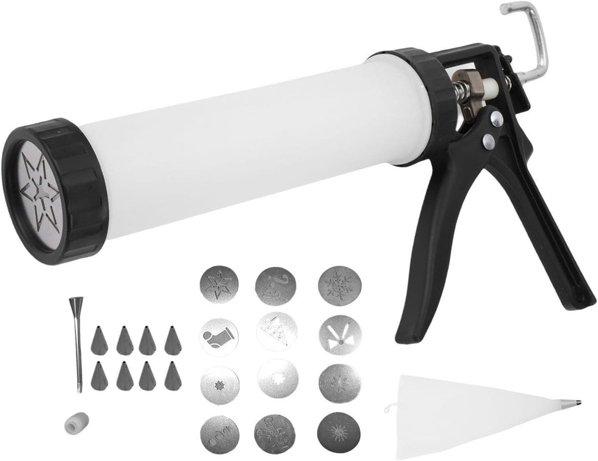 Handmatige Churro Maker - Dessert Spuit - Gebak Maken - 23 Delige Set - 7.4 x 14.2 Inch - Zilver