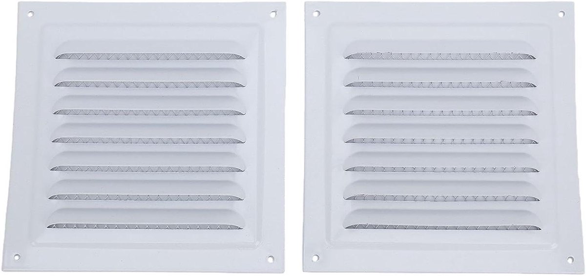 Zolderventilatie Lamellenrooster - Muurventilatie Afdekking - Luchtstroom Beheer - Ingebouwd Gaas - 20 x 20 cm - Wit