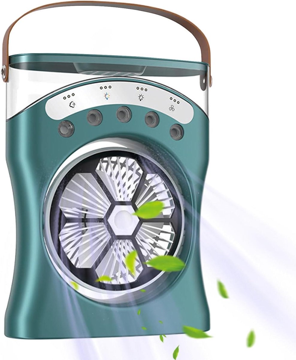 Ventilator Met Waternevel - Persoonlijke Koeler - Verkoeling Binnen - Dubbele Luchtstroomring - 550ml Tank - Wit