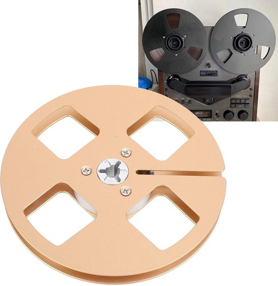 Lege Spoel - Tape Spoel - Muziek Opnemen - Aluminium Constructie - 5 Inch Diameter - Goud — afbeelding 2