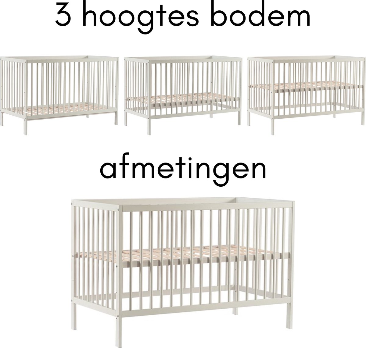 Born Lucky ® Baby Bed / Ledikant Mees 60x120 cm Met Verstelbare Bodem & Massief Hout - Clay – foto 3