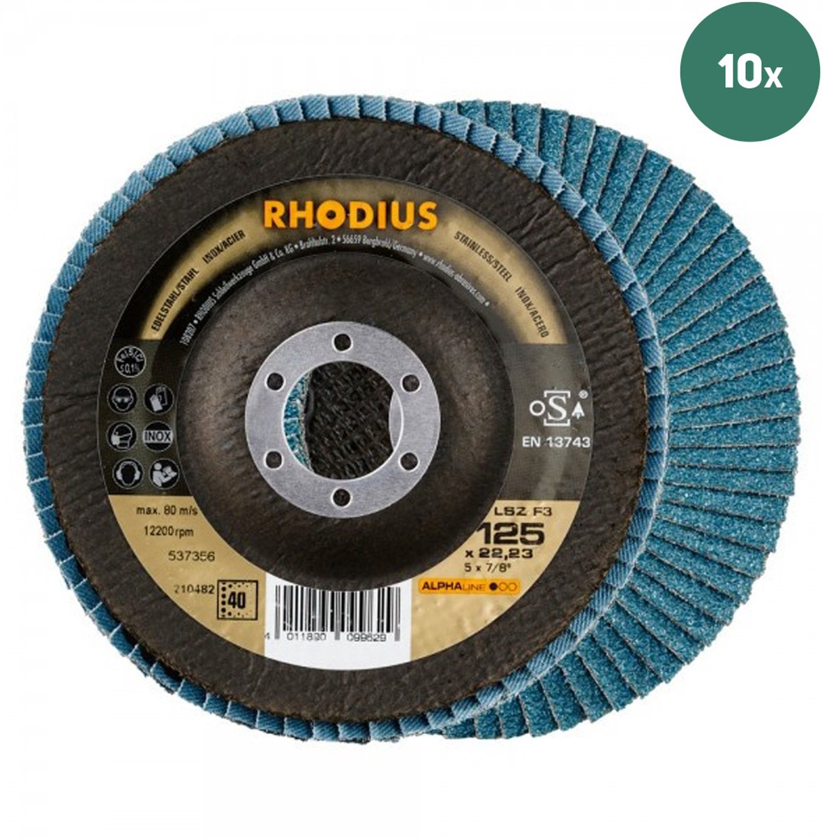 Rhodius 210482 Rhodius LSZ F 3 serrated washer 125x22.23-P40 Diameter 125 mm 1 pc(s)