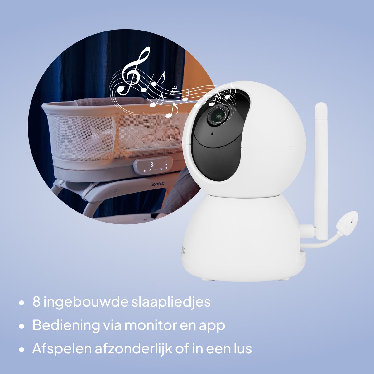 Lionelo Babyline 8.4 Babyfoon met Camera – 5 Inch Monitor en Smartphone App – Full HD 1080p – WiFi Baby Monitor – Huil-, Bewegings- en Geluidsdetectie – Night Vision – Tweeweg Communicatie – Tot 300 m Bereik thumbnail 6