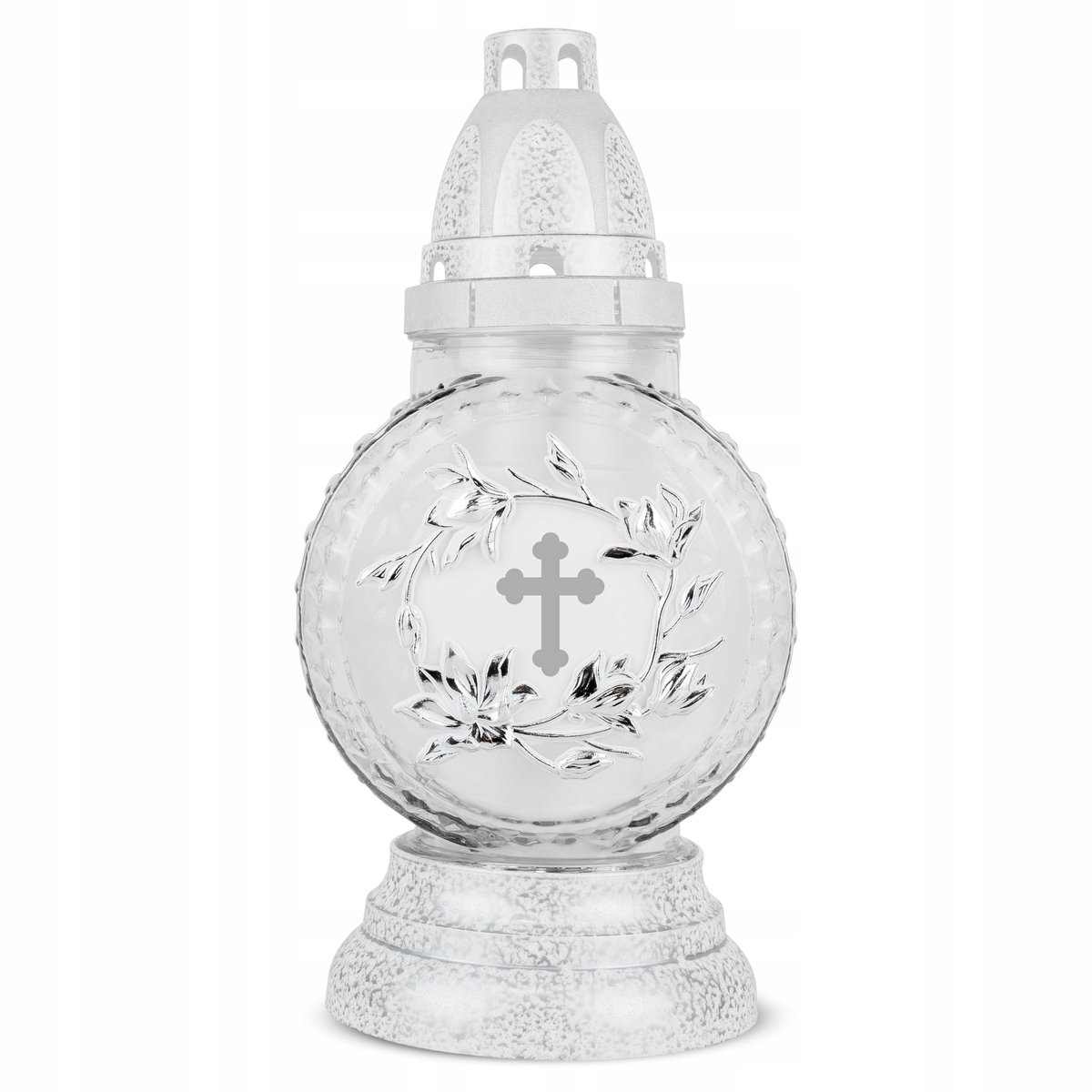 Kaarsenkrans met Kruis 25 cm Zilver DP753 - Elegante Grafdecoratie
