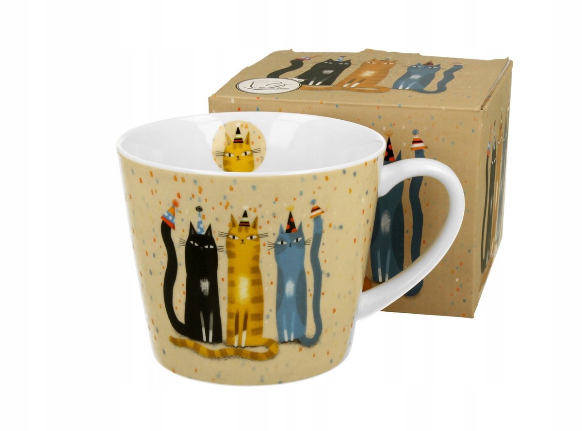 Grote Mok Koci Świat Party - 600ml Porselein met Kattenprint