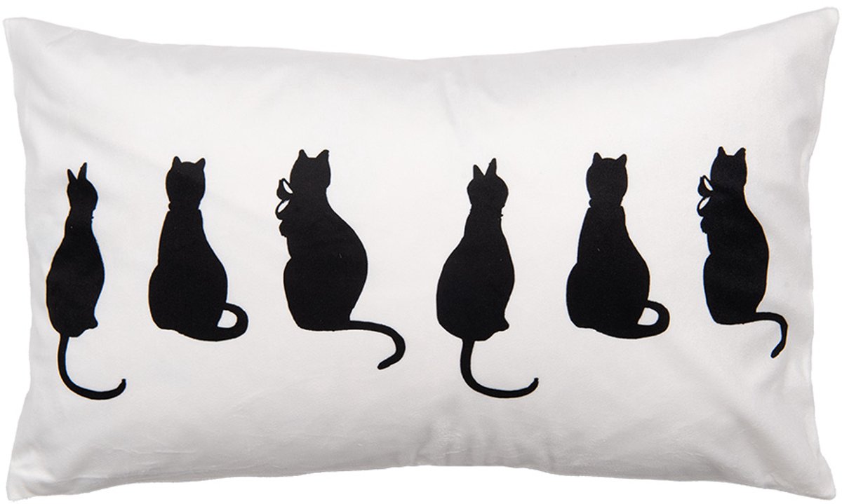Clayre & Eef Sierkussen Wit Synthetisch Katten