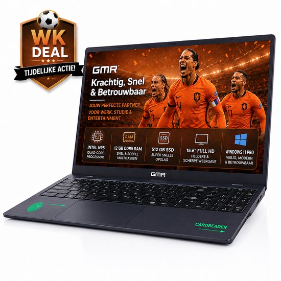 Office Laptop 15.6 Inch Full HD - Intel N95 - 12GB DDR5 RAM - 512GB SSD - Windows 11 Pro - GMR Notebook voor Studie, School, Office, Internet, E-mail en Thuiswerken - Zakelijke Laptop - Studenten Laptop - Werk Laptop
