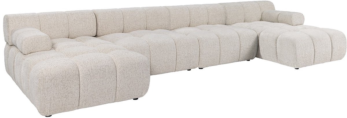 Vente-unique Modulaire panoramische hoekbank in gemêleerde beige stof FACIVIL