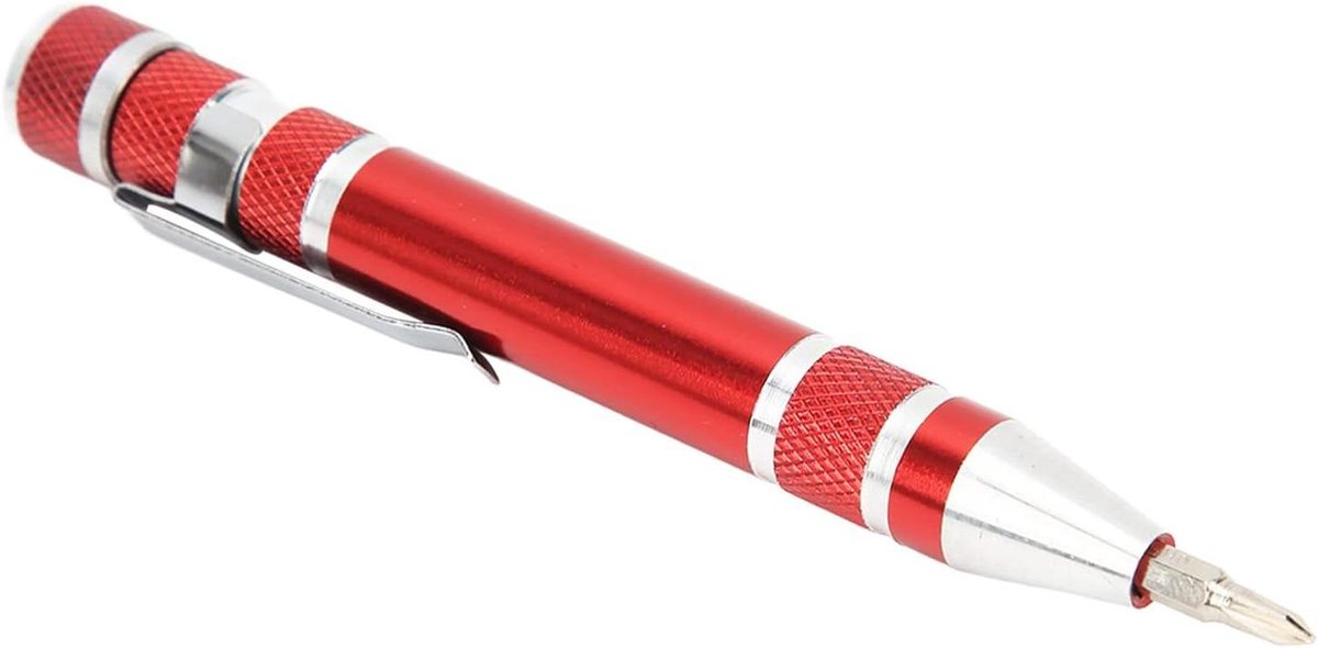 Mini Schroevendraaier - Pen Tool - Fijn Schroefwerk - 8-in-1 Compact - 35g Lichtgewicht - Rood