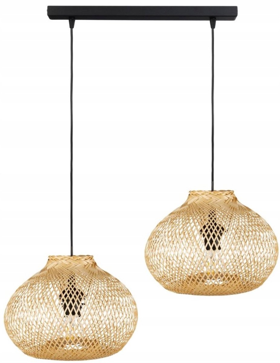 Dubbele Bamboe Hanglamp Zwart - 2x E27