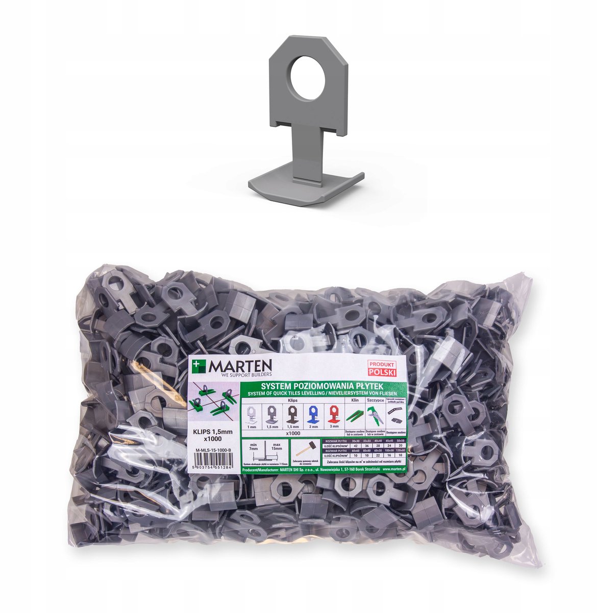 Marten Tegel Level Systeem 1000 Clips 1,5mm - Snel en Efficiënt Tegelen