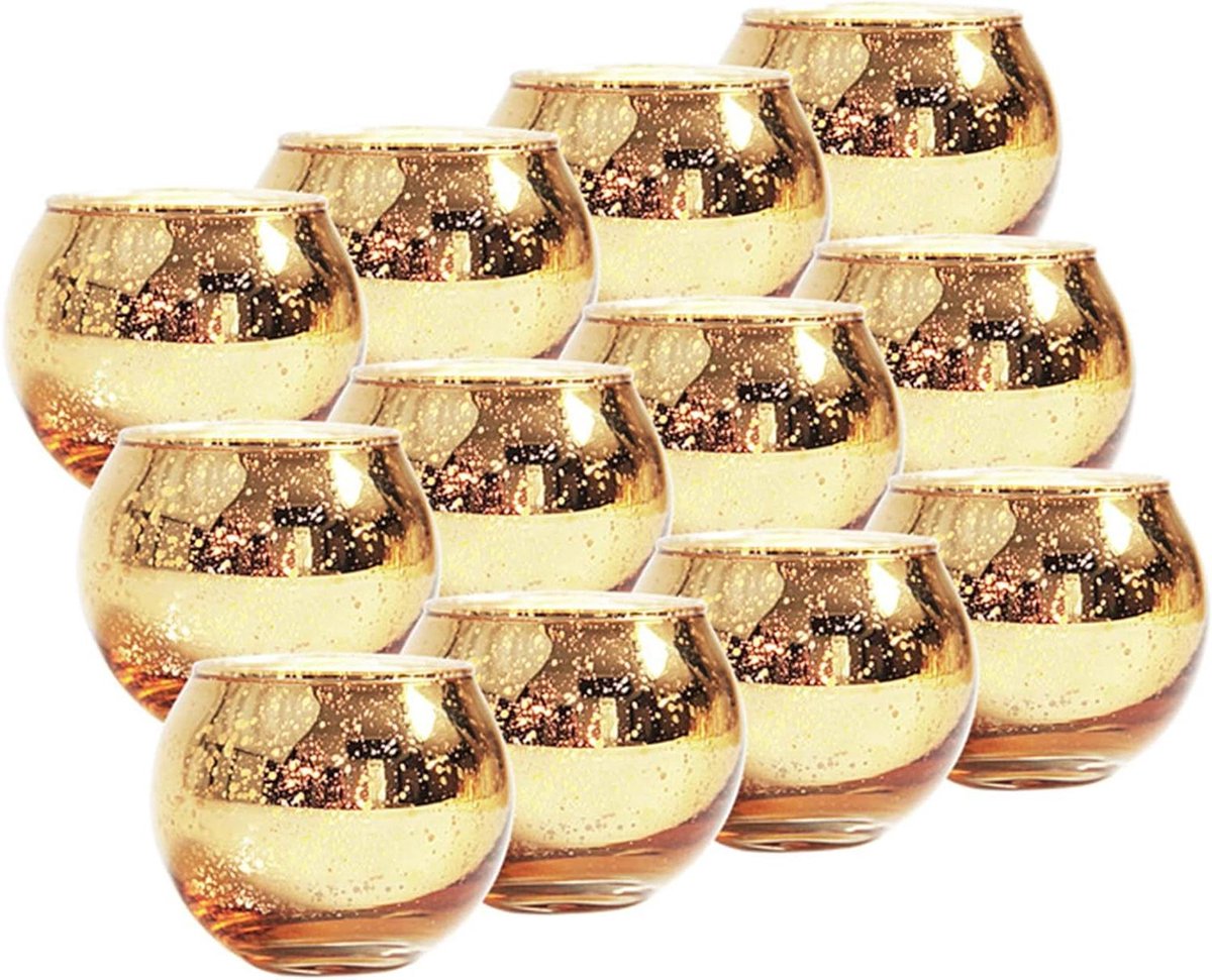 Ronde Gouden Votive Kaarsenhouders Set van 12 voor Bruiloften en Hu decorations