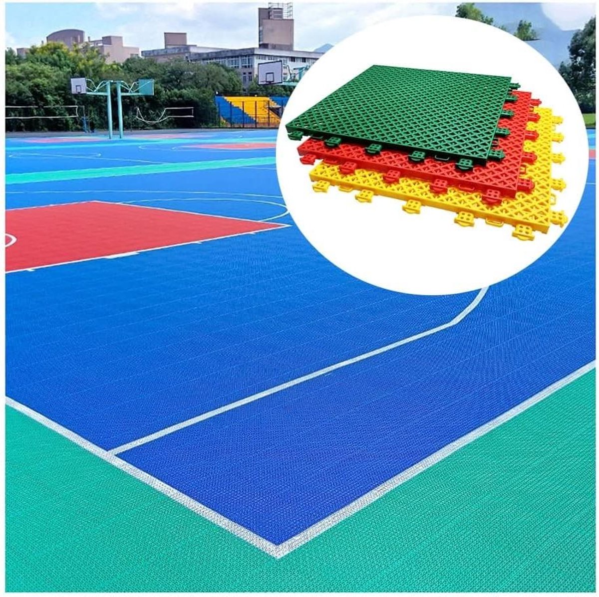 Modulaire Vloertegels - Sportvloer Mat - Sportveld Aanleggen - Drainerend Ontwerp - 10 Stuks - Oranje