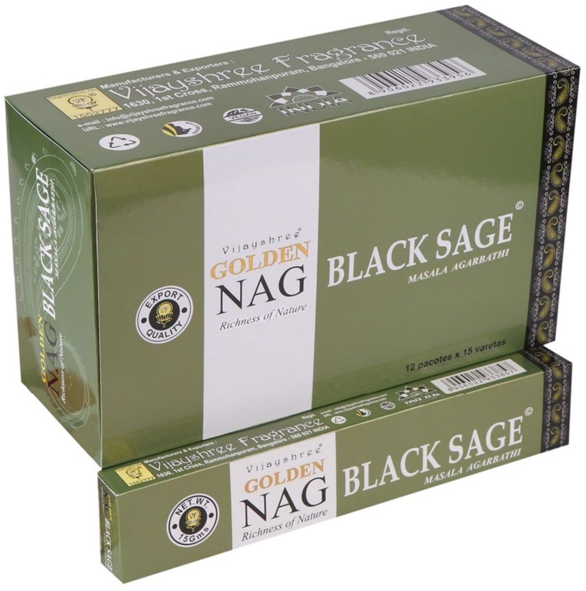Golden Nag Black Sage (doos met 12 pakjes van 15 gram)