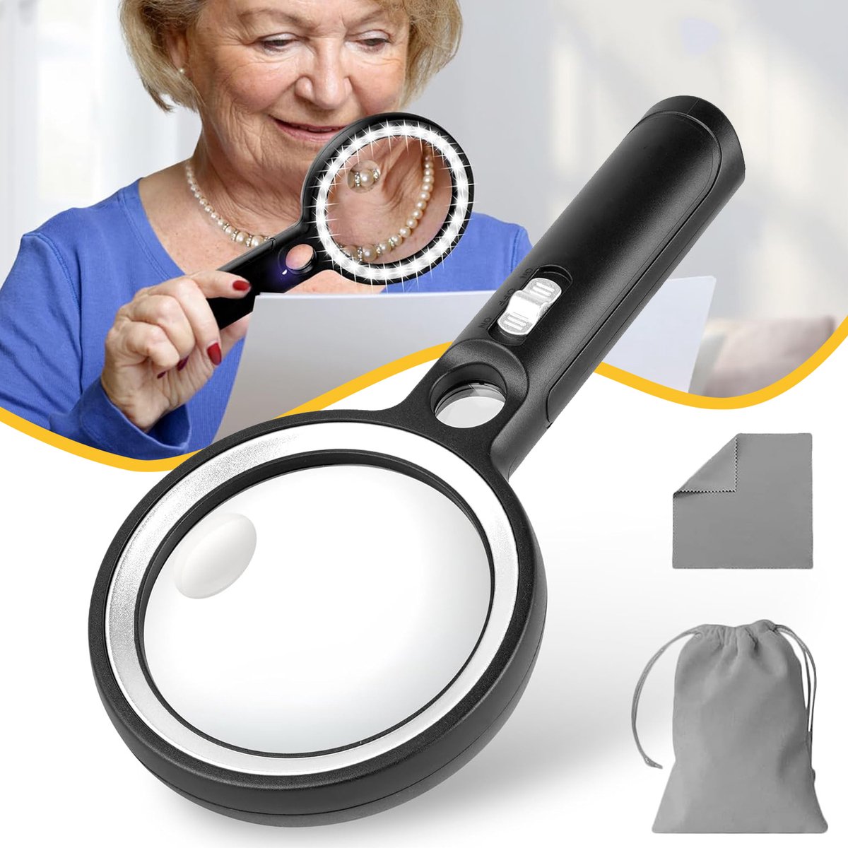 Vergrootglas Met Licht - 10X 20X 45X Handloep - Verlichte Vergrootglas - Vergrootglazen Met Verlichting - Cadeau Voor Lezers/Munten/Postzegels