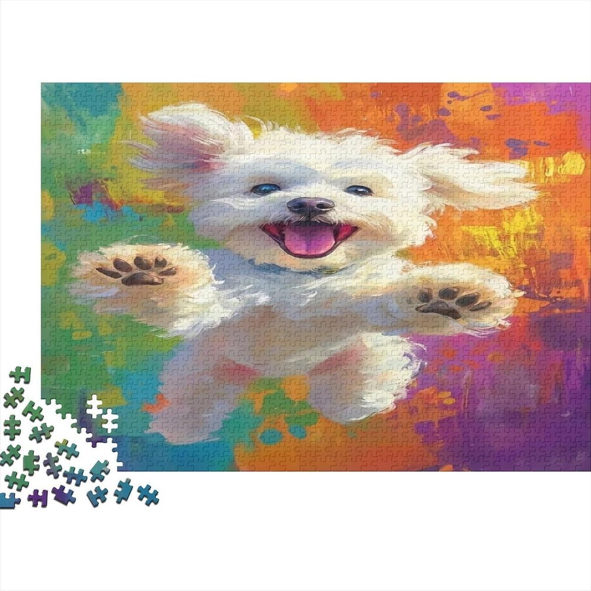 Hondenpuzzel 1000 stukjes - Papieren legpuzzel - Mentale training - Dikke papierkwaliteit - 38 x 26 cm - Levendig