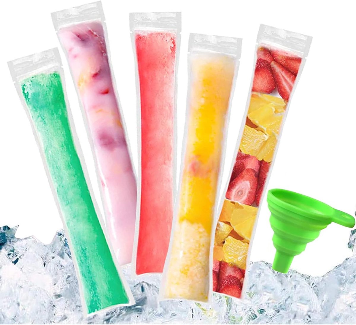 OLOEY Ice Popsicle Moulds Tassen met een trechter voor yoghurt-ijs snoep of bevriezen Pops-Ice Cream Party Favors(100 Pack)