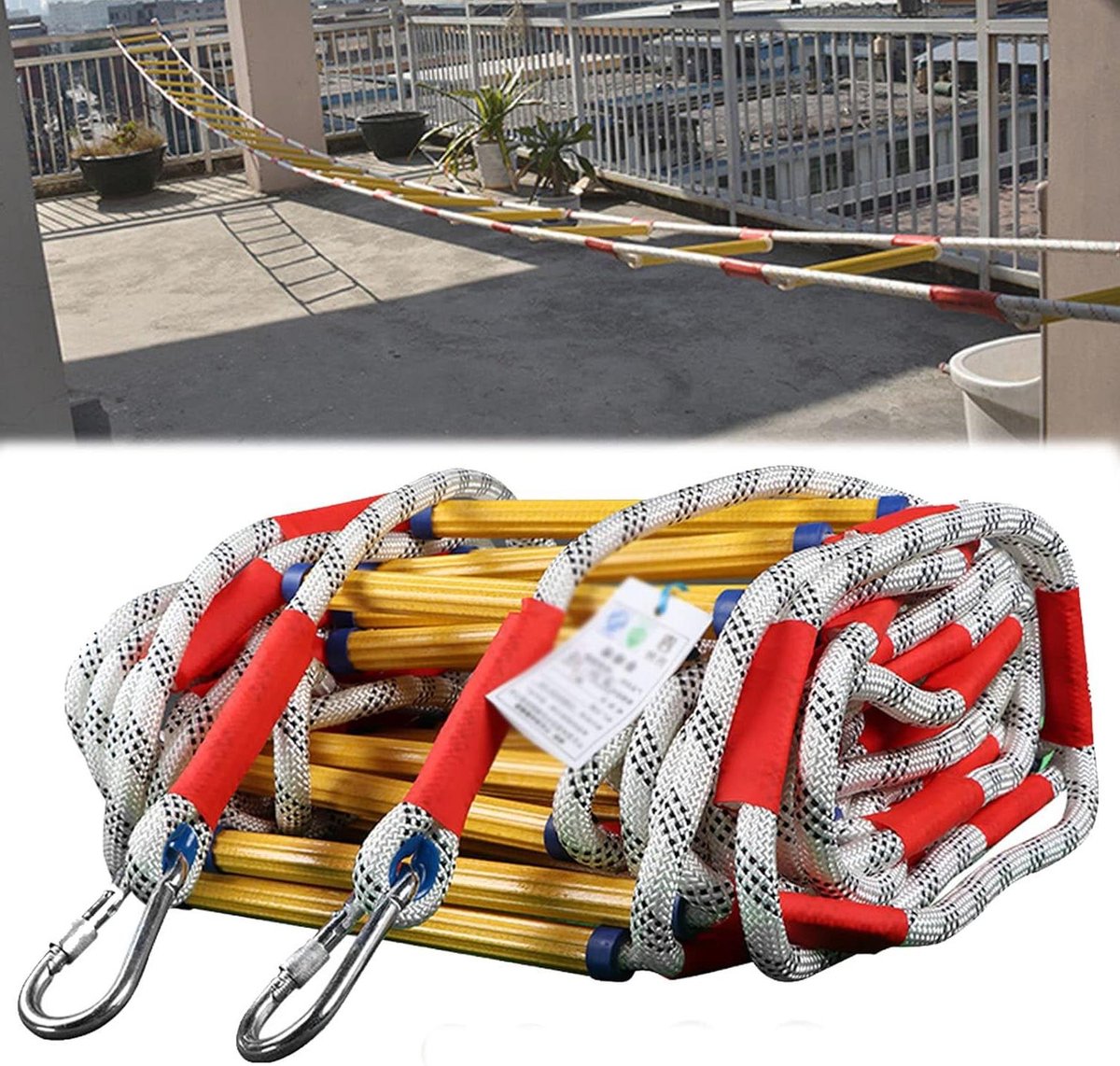 Noodladder - Reddingsladder - Veilige Ontsnapping - Sterk Polyester Materiaal - 5-30 Meter - Geel