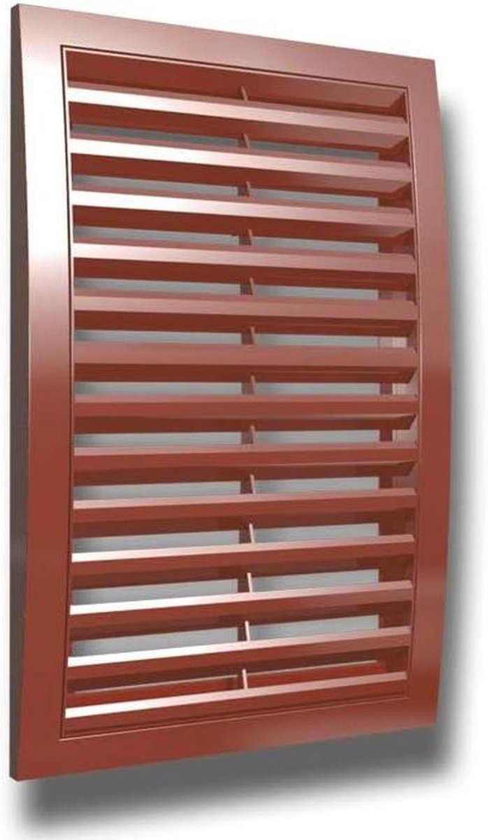 Ventilatierooster Weer - Beschermingsrooster - Ventilatie Afdekken - Schuine Lamellen - 350x350mm - Terracotta