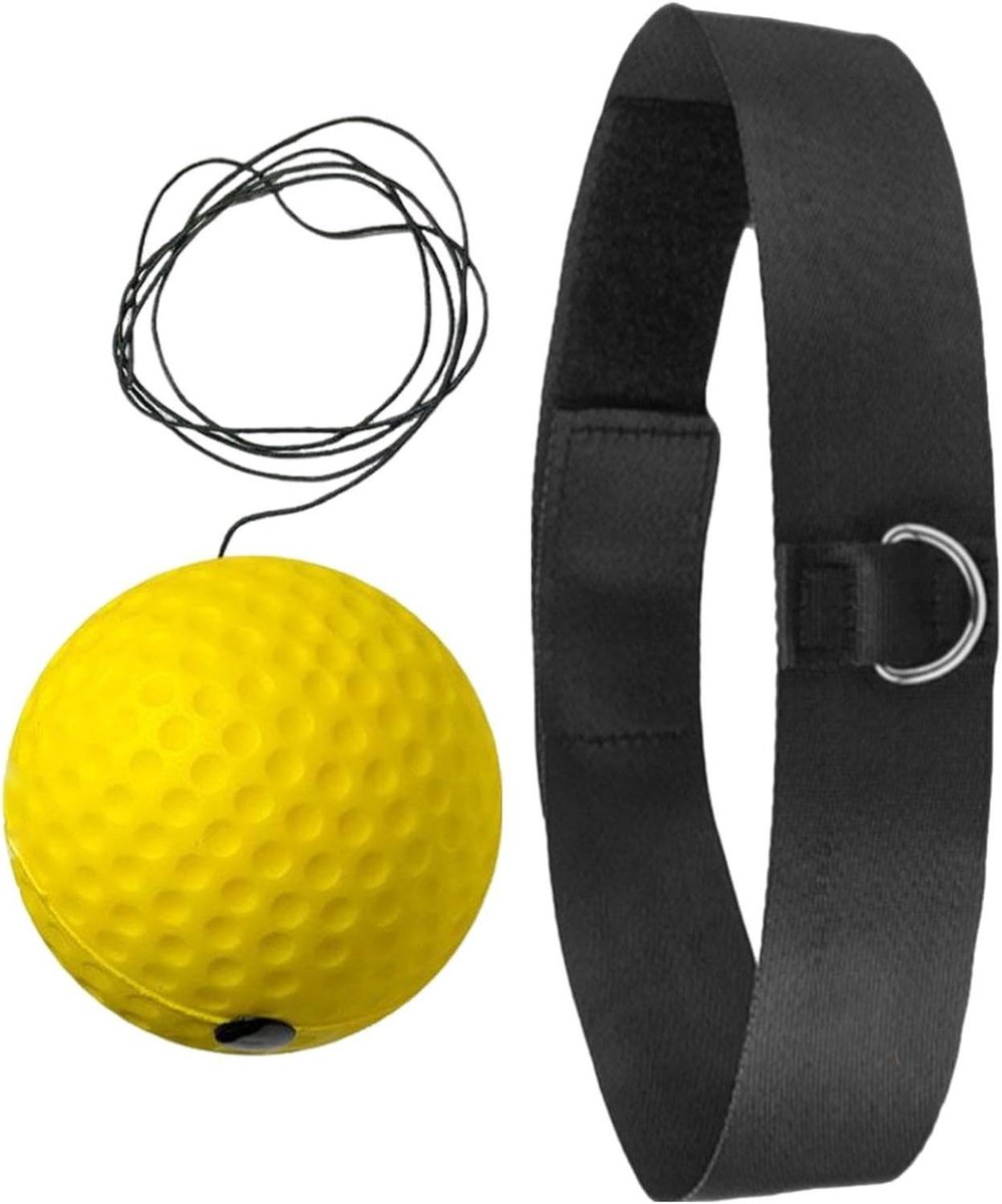 Boks Trainingsbal - Reactiebal Hoofdband - Verbeteren Coördinatie - Lichtgewicht Ontwerp - 8 cm Breed - Geel