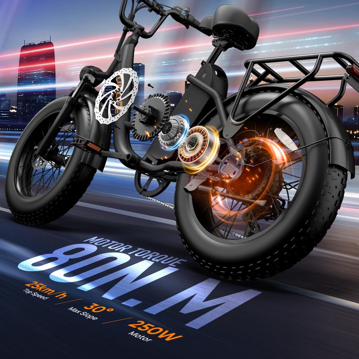 Qekud E20 PRO E-Bike - 20 inch Fatbike - Elektrische Fiets - 250W motor - 48V 15.6Ah Accu - 7 versnellingen- 50-75km actieradius thumbnail 5