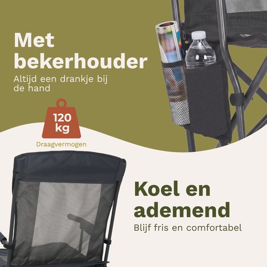 TRVLMORE Campingstoelen - Opvouwbaar - 2-Pack - 120KG Draagvermogen - Incl. Draagtas - Klapstoel - Visstoel - Kampeerstoel - Vouwstoel - Grijs — afbeelding 5