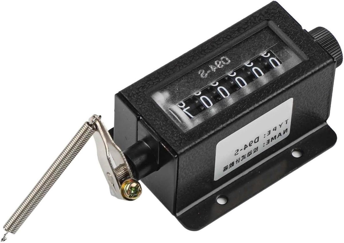 Mechanische Teller - Telmeter - Productie Tellen - 6 Cijfer Weergave - 10x10x5 cm - Zwart