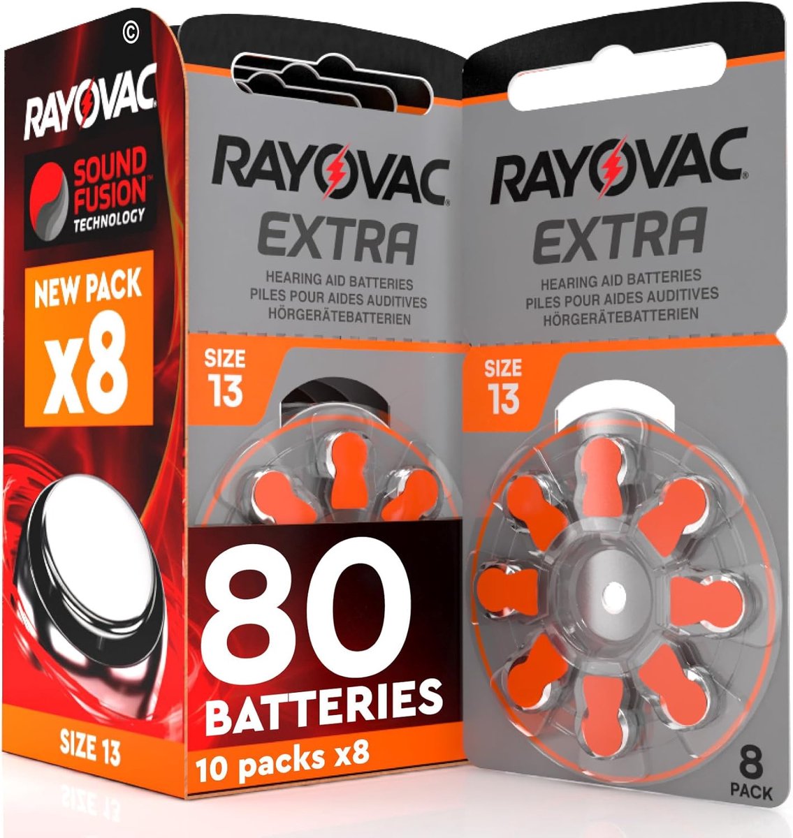Bol.com Rayovac Extra Advanced 13 Hoorbatterijen PR48 Oranje – 80 Stuks aanbieding