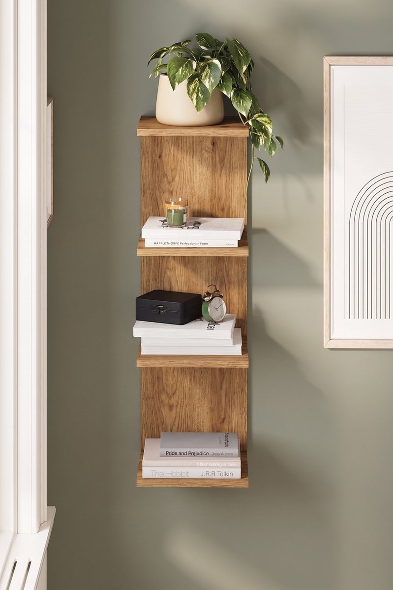 Boekenkast - Wandboekenkast – Wandplank – Pijnboom - 95 x 30 cm