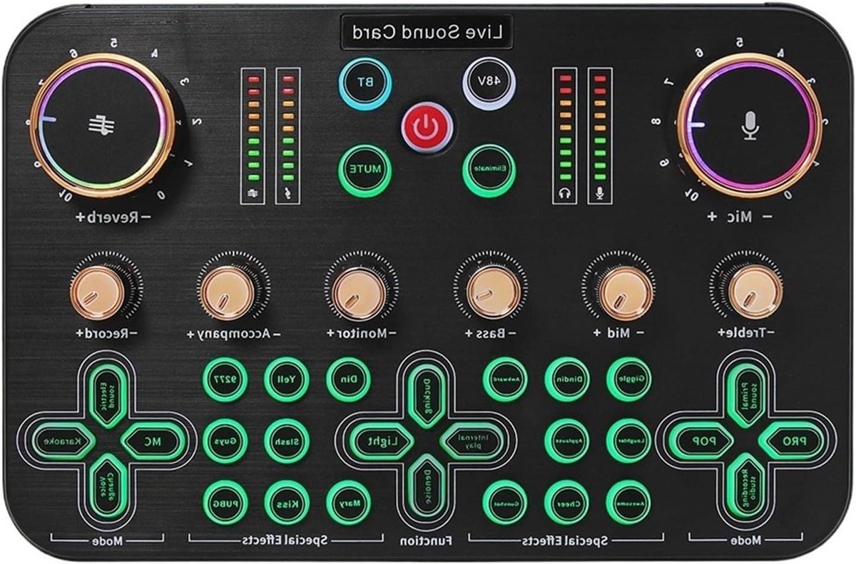 DJ Mixer - Geluidskaart Controller - Live Streaming - Bluetooth Connectiviteit - 21 cm Breed - Zwart