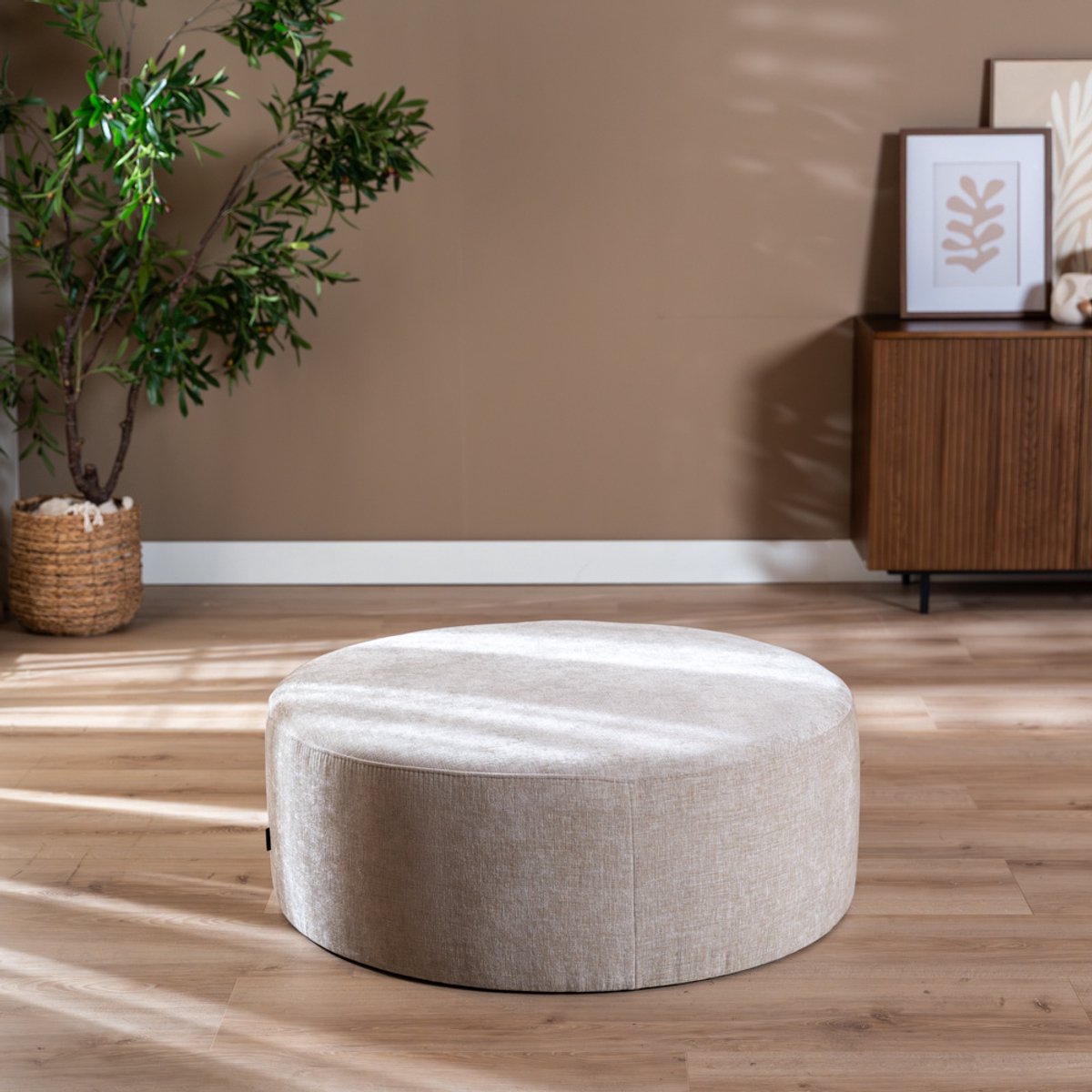Bronx71® Poef Elle rond chenille sand ø100 cm