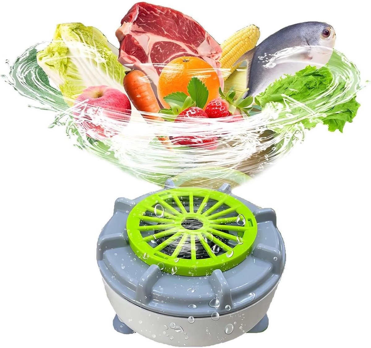 Automatische Fruitwasser - Voedselcentrifuge USB - Schoonmaken Groenten - Ultrasoon Trillingen - Compact Ontwerp - Wit