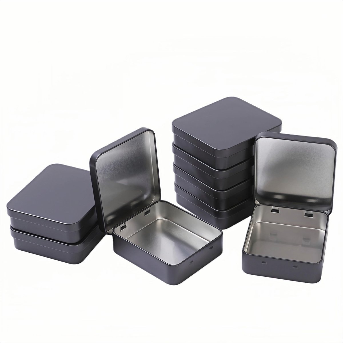 SMOAKEZ- Opbergdoos Set van 8 - Metalen Dozen met Deksel - Compacte Organizers - Blikken Containers - 9,3x8,3x2,5 cm - Robuust Staal - Opbergbox