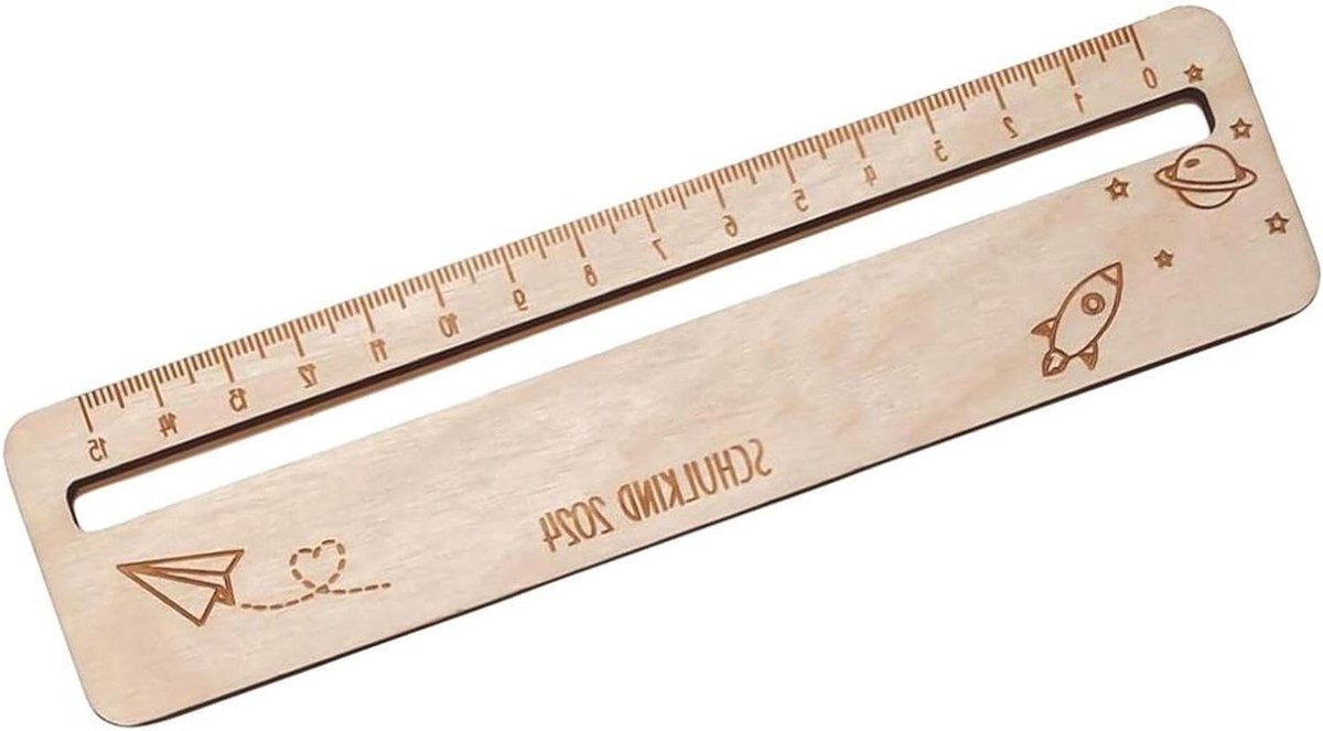 Leeshulpmiddelen Kinderen - Houten Liniaal - Begeleid Lezen - Ergonomische Greep - 17.4 x 5 cm - Houtkleurig