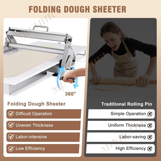 Opvouwbare Pastamachine - Deegroller Machine - Verse Pasta Maken - 56 Dikte Instellingen - 0-25 mm - Zilver — afbeelding 2