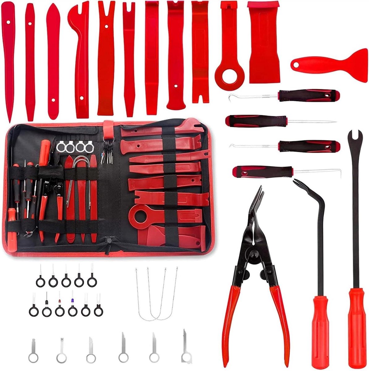Auto Trimverwijderingsgereedschap - Interieur Demontage Set - Auto Interieur Reparatie - 19-Delige Set - Niet gespecificeerd - Rood