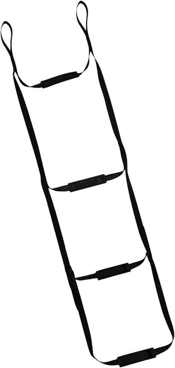 Touwladder - Klimhulp ladder - Buiten klimmen - Dubbellaagse banden - 4 stappen - Zwart