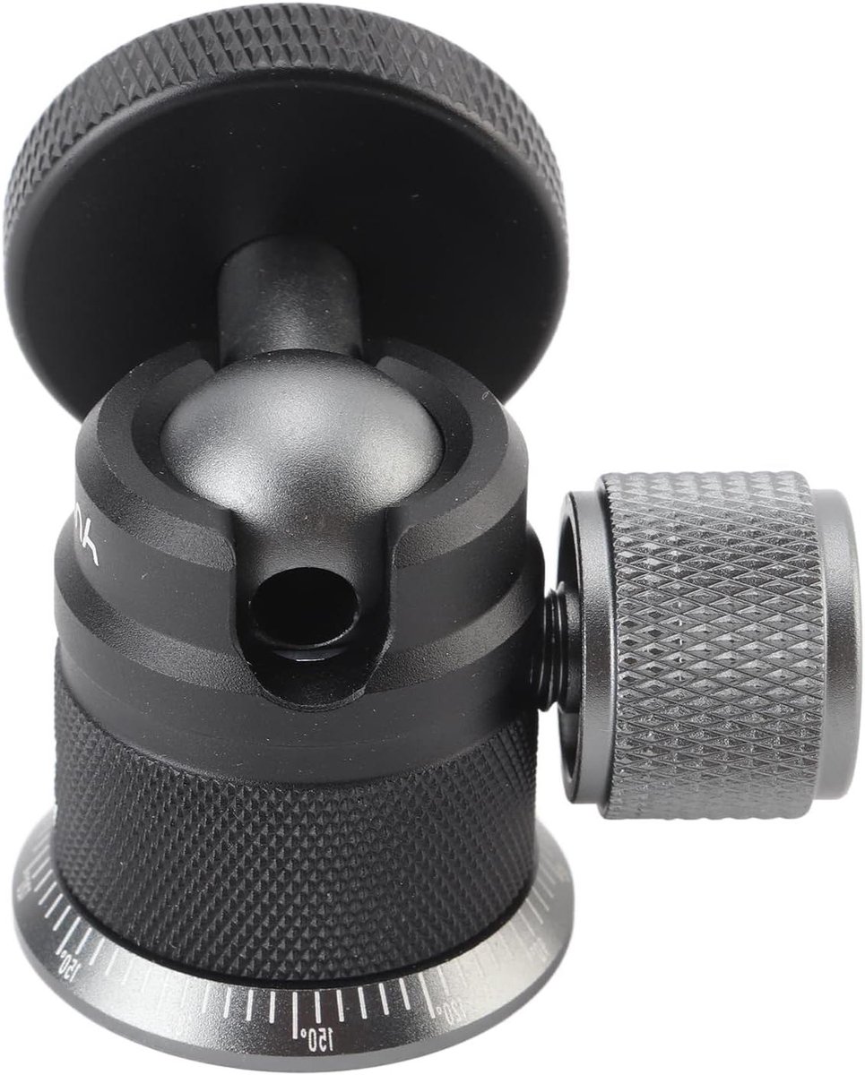 Mini Balhoofd - Statiefkop - Fotografie Stabilisatie - 360 Graden Rotatie - 5.5 cm Hoog - Zwart