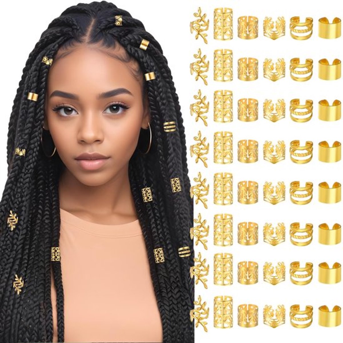 Allecto - Dreadlocks Sieraden - Haaraccessoires - Gouden Vlechten