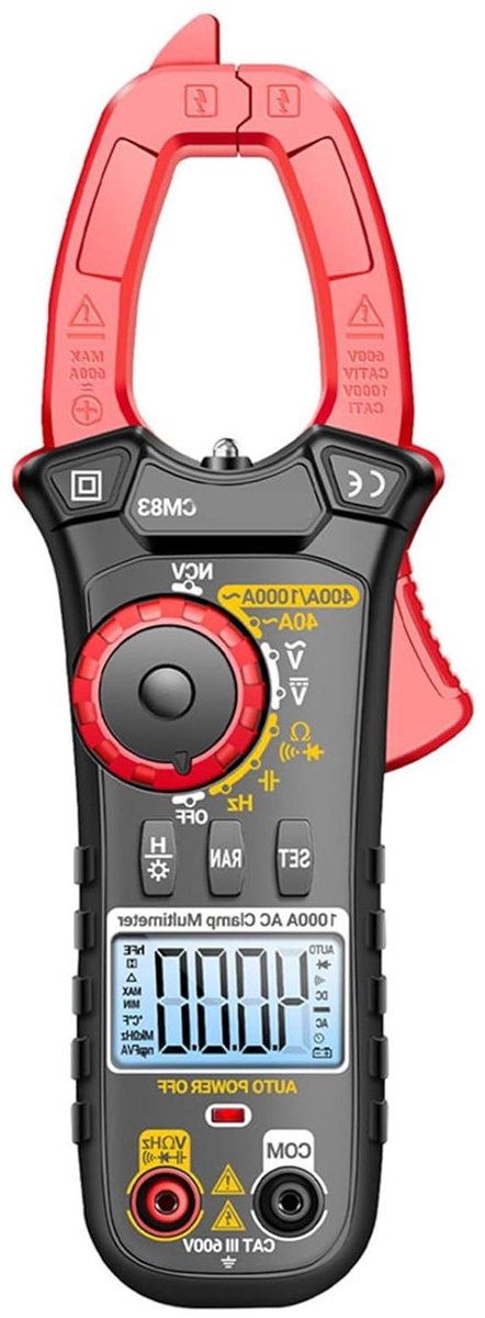 Klem Multimeter - Stroom Meter - Elektrisch Onderhoud - Hoge Nauwkeurigheid - Tot 6000A - Zwart
