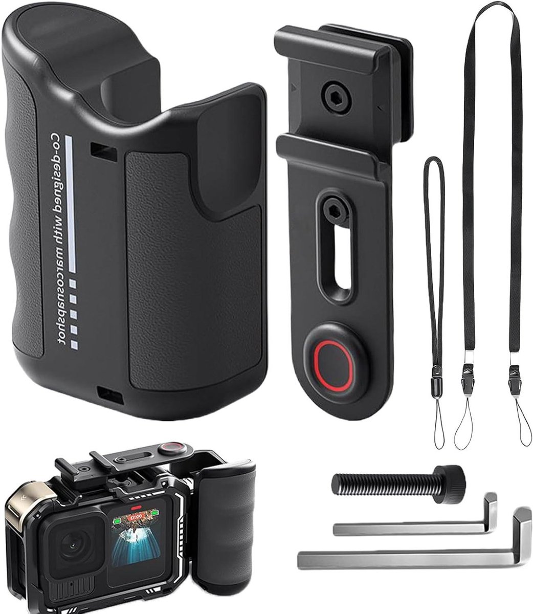 Camera Handvat - Stabilisator Grip - Vloggen Selfie - Verstelbare Hoek - 12 x 7 x 5 cm - Zwart