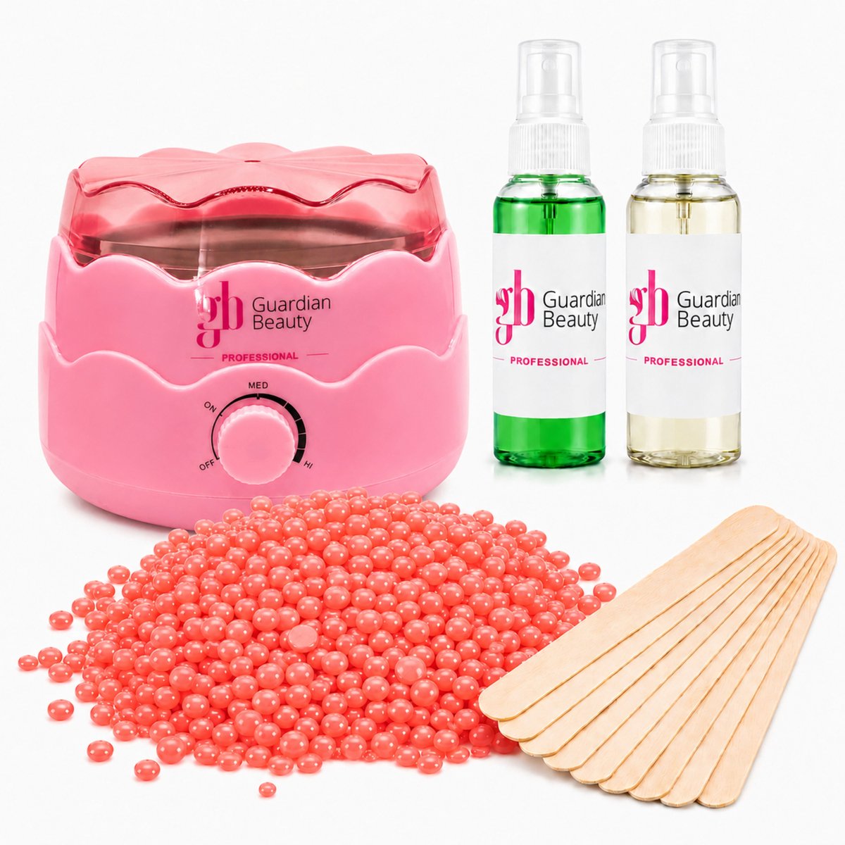 Guardian Beauty Wax Warmer - Ontharingset - Roze - 500g Rose Harde Wasbonen - 60ml Pre en Na Wax Spray + 20 stuks Spatels