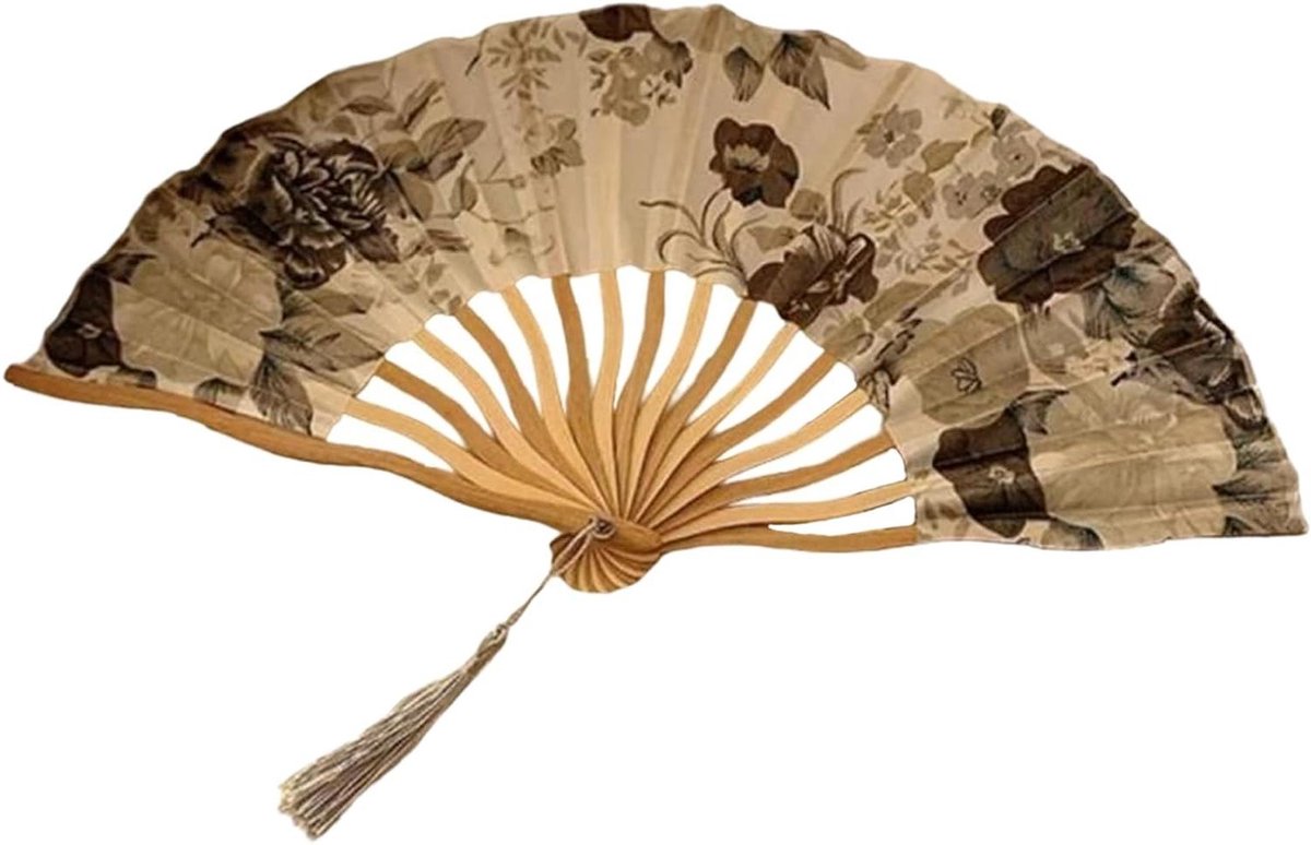 Opvouwbare handventilator - Draagbare koeler - Koelte op reis - Artistieke motieven - 36x20 cm - Grijs