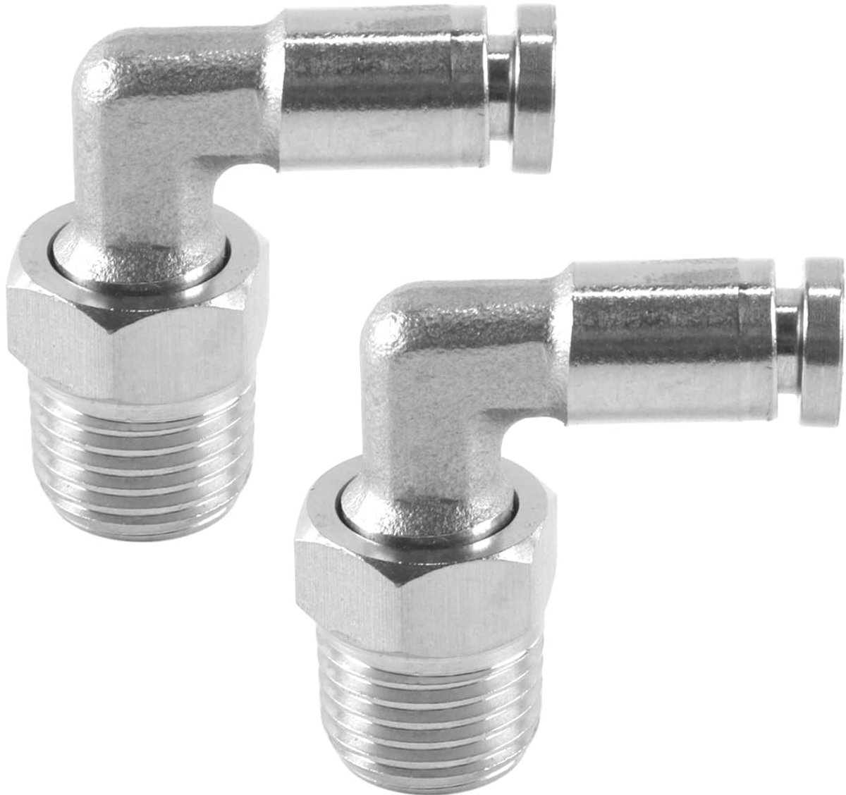 Dailygoods- Buitendraadbocht 2 Stuks - Roestvrij Staal 304 - 4 mm Buitendiameter - 1/4 BSP Schroefdraad - Kniestuk - Werkdruk 0-2,5 MPA - Fitting