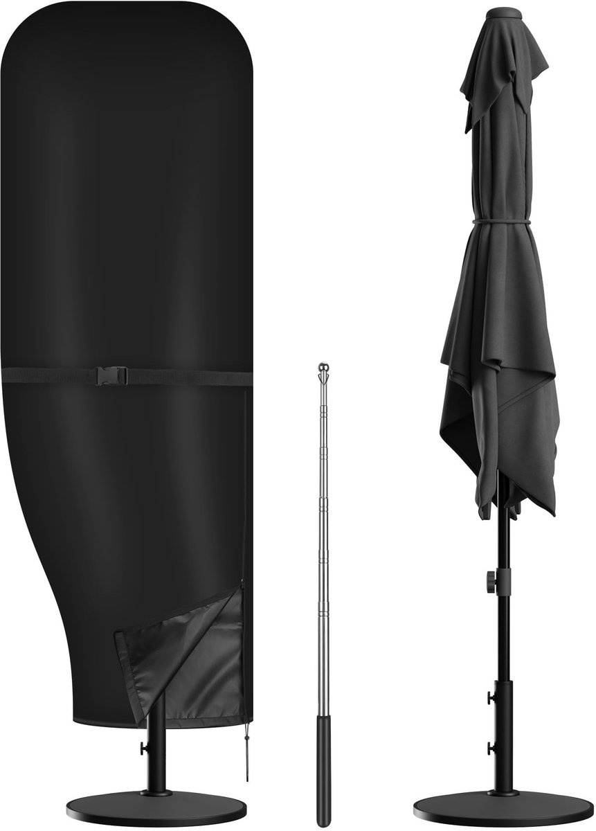 Dailygoods- Parasolhoes waterdicht - Parasolhoes voor zweefparasol - UV-bescherming - Oxford-weefsel 600D - Met rits en stok - Geschikt voor 2-3 m - Parasolcover