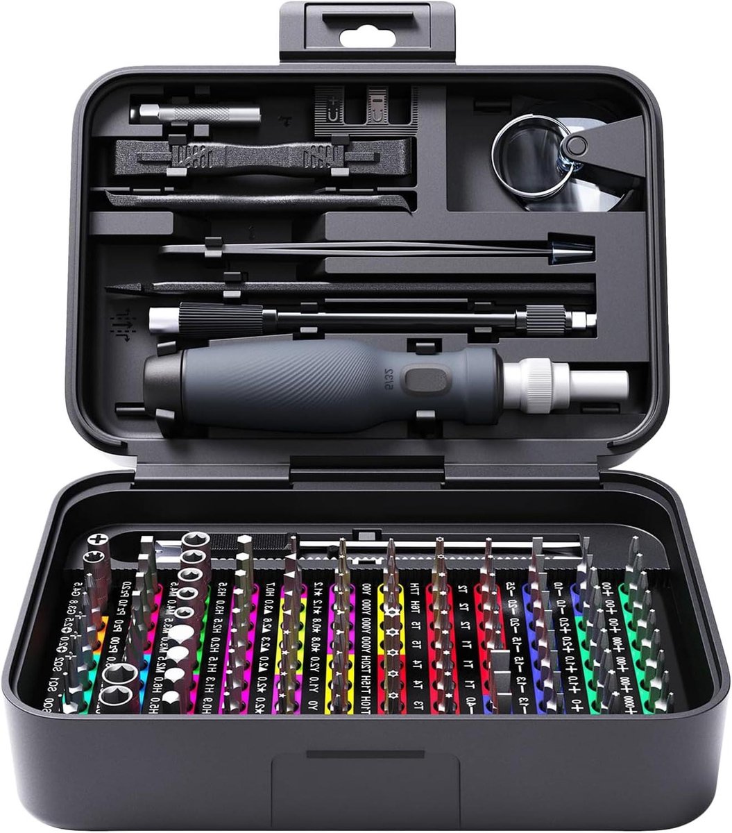 Schroevendraaierset - Precisiegereedschap - Elektronica Reparatie - 360° Draaibare Dop - 132 Delig - Zwart