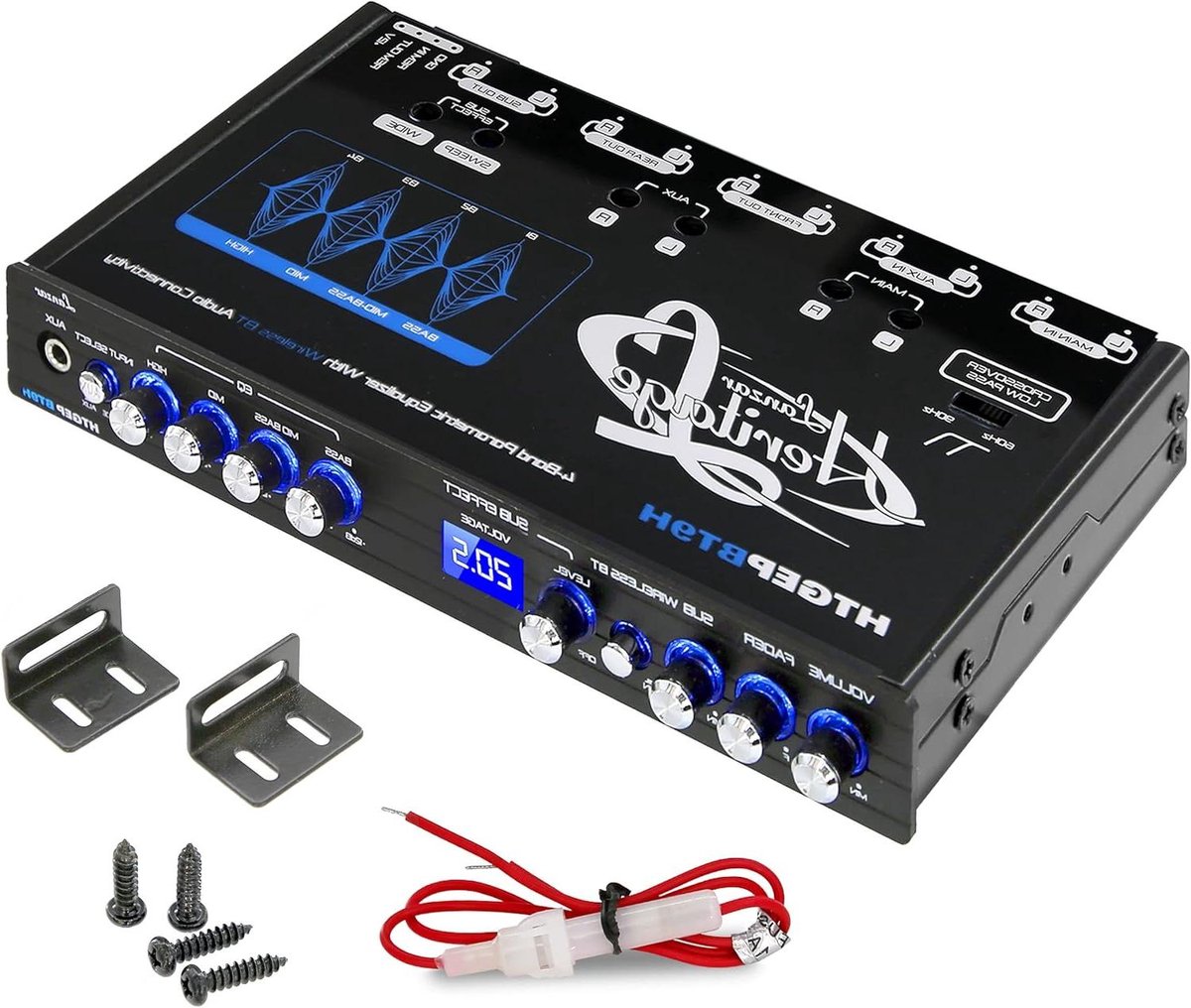Parametrische Equalizer - Audio Controller - Muziek Verbeteren - 4-Bands Instelbaar - Halve DIN - Zwart