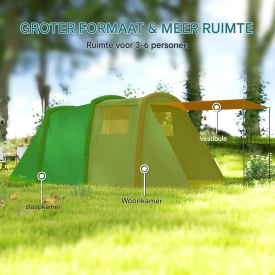 Opblaasbare tent - Opblaasbare glamping tent - Waterdicht - Tot 6 personen - Blauw - Camping - Tuin - Glamping - 4,4L x 2,8B x 1,95H m — afbeelding 2